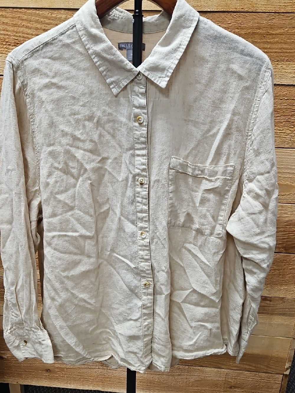 Falls Creek Men's Natural Cream Button-Down Shirt